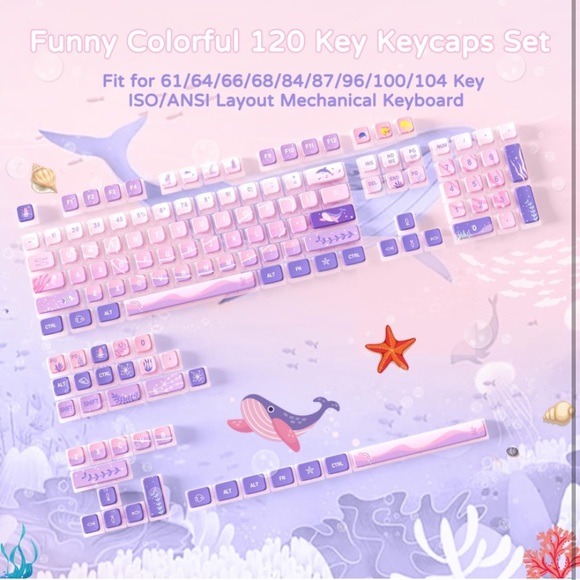 120 Key PBT Pudding Dreamy Sea Keycap Set ASA Profile - Picture 7 of 7